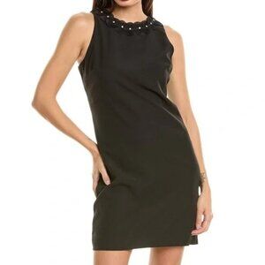 Sam Edelman Necklace Sheath Dress Black Rhinestones Flirty